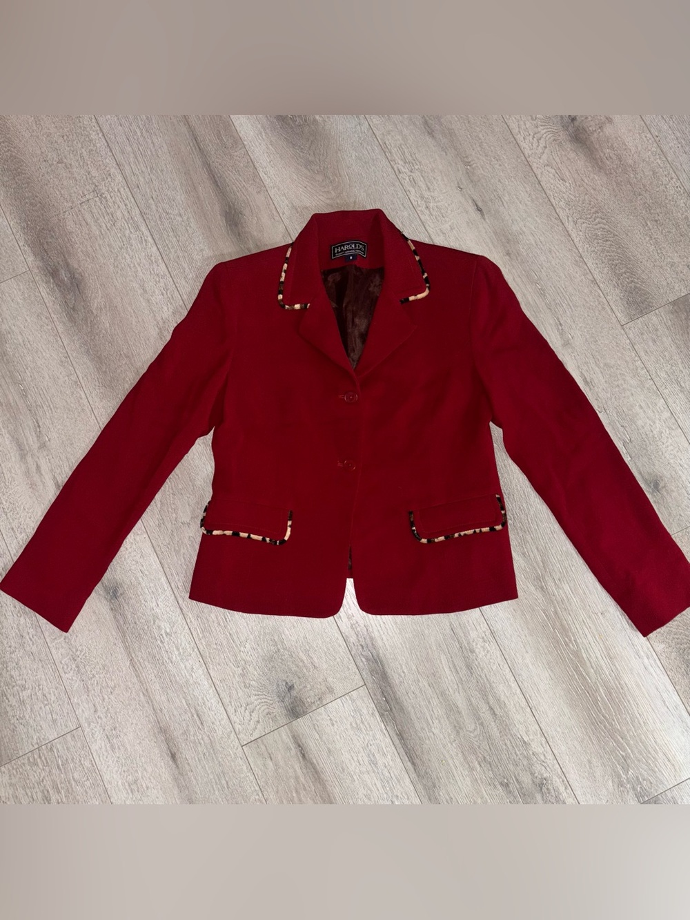 Vintage Harold’s Women’s Blazer Size 8 Mob Wife Aesthetic Dark Red Grandmacore